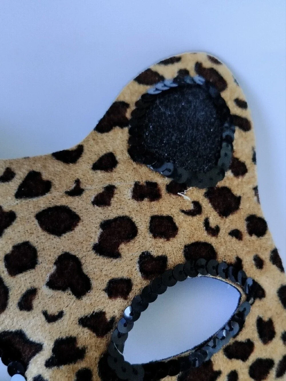 Leopard Print Kids Eye Mask with Sequin Trim - Tan